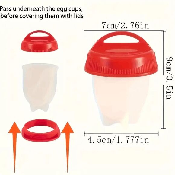 Silicone Egg Boiler Heat Resistant Cooking Cups - 6 Piece - Picture 6 of 14